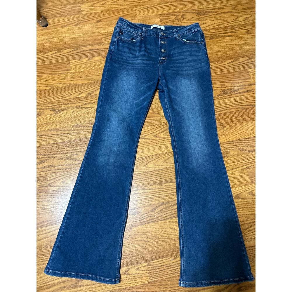KanCan High Rise Flare Jeans Medium Wash Button Fly KC7807D-N Size 13/30